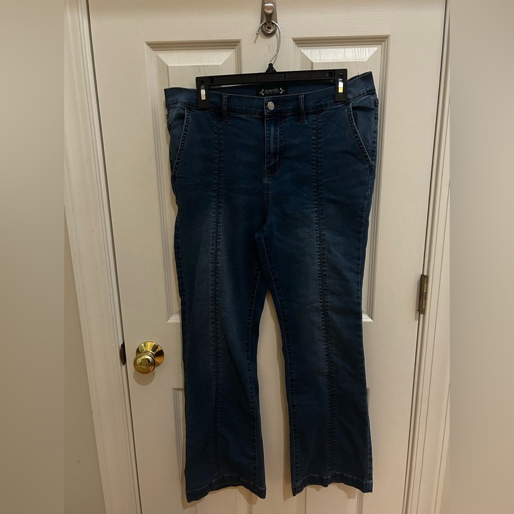 Nanette Lepore Blue Flare Wide Leg Jeans